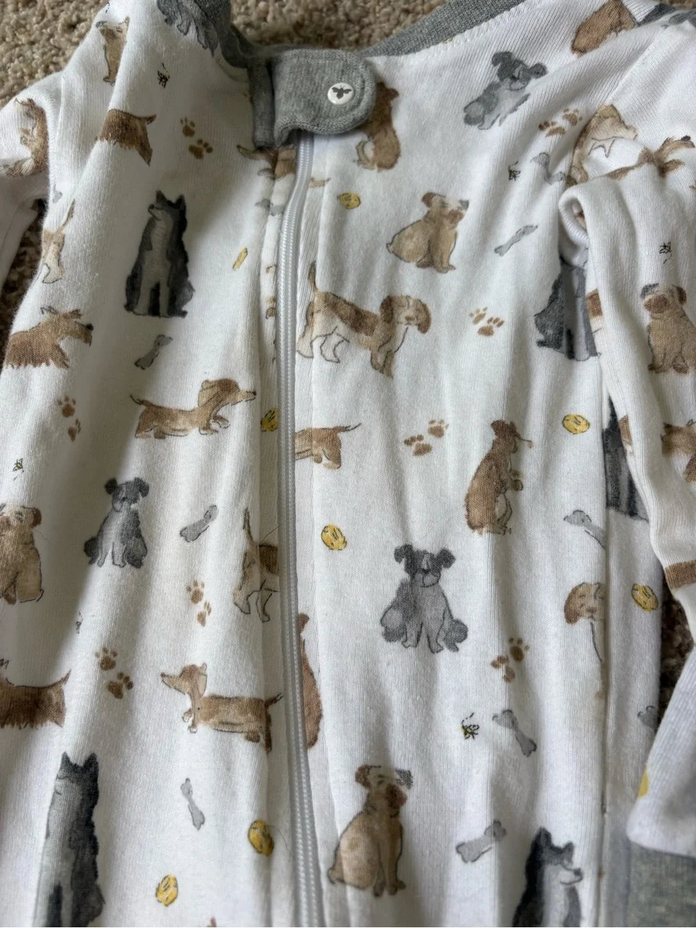 Burt’s Bees Baby Set Of 2 Footie Pajamas 18 Months Zipper Basketball Dogs